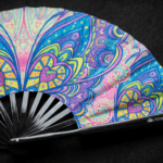 Festival Fan met vlinder-mandala in turkoois voor psytrance & Rave, Weergave 5