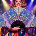 Festival Fan met vlinder-mandala in turkoois voor psytrance & Rave, Weergave 5