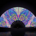 Festival Fan met vlinder-mandala in turkoois voor psytrance & Rave, Weergave 1