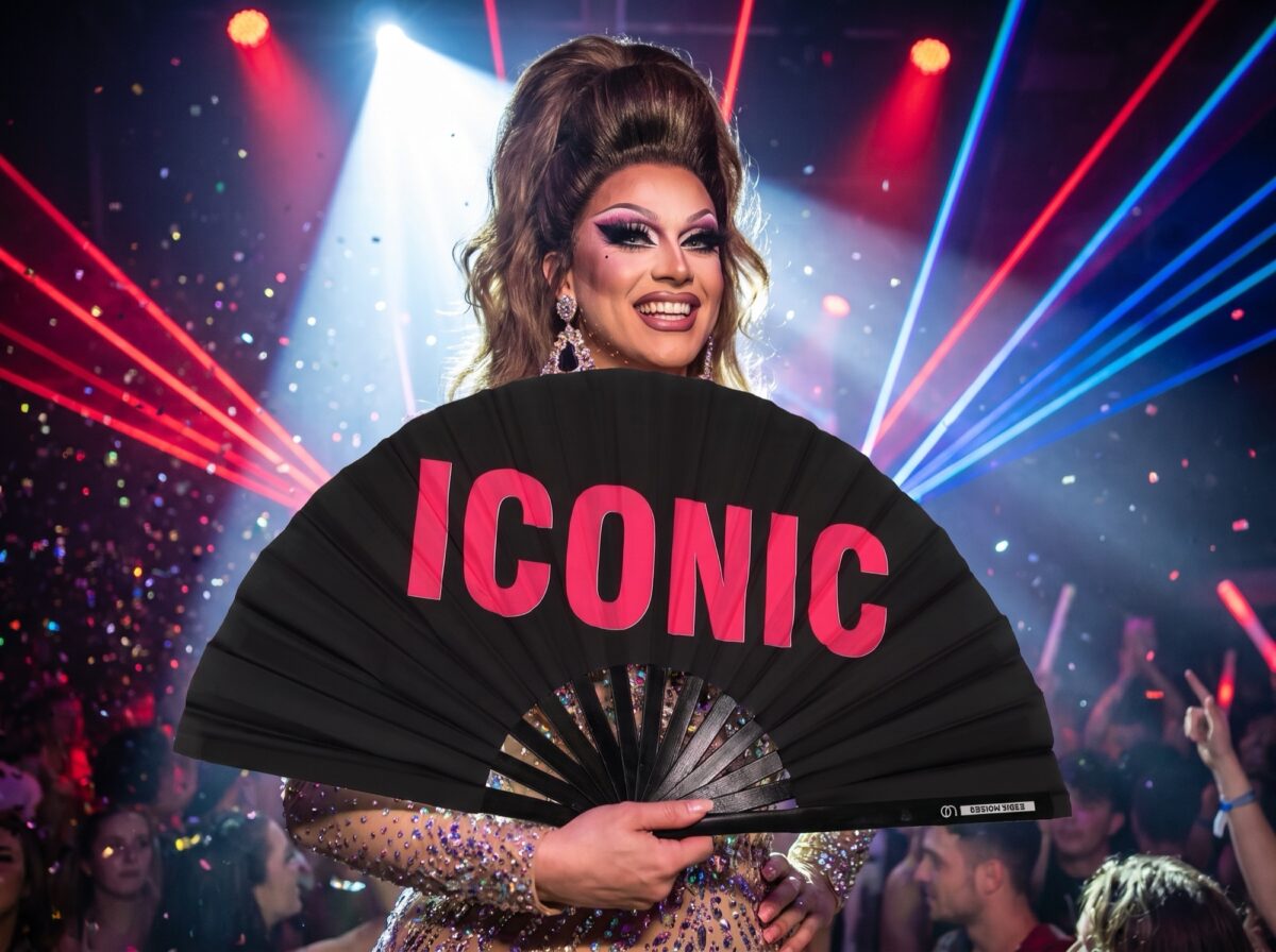 Festival Fan „ICONIC” in zwart/roze, rave-statement, Weergave 5