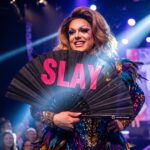 Festival Fan „SLAY” in zwart/roze, CSD- & Rave-accessoire, Weergave 5