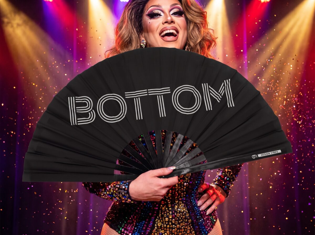 Festival Fan „BOTTOM” in het zwart, CSD- & Rave-accessoire, Weergave 5