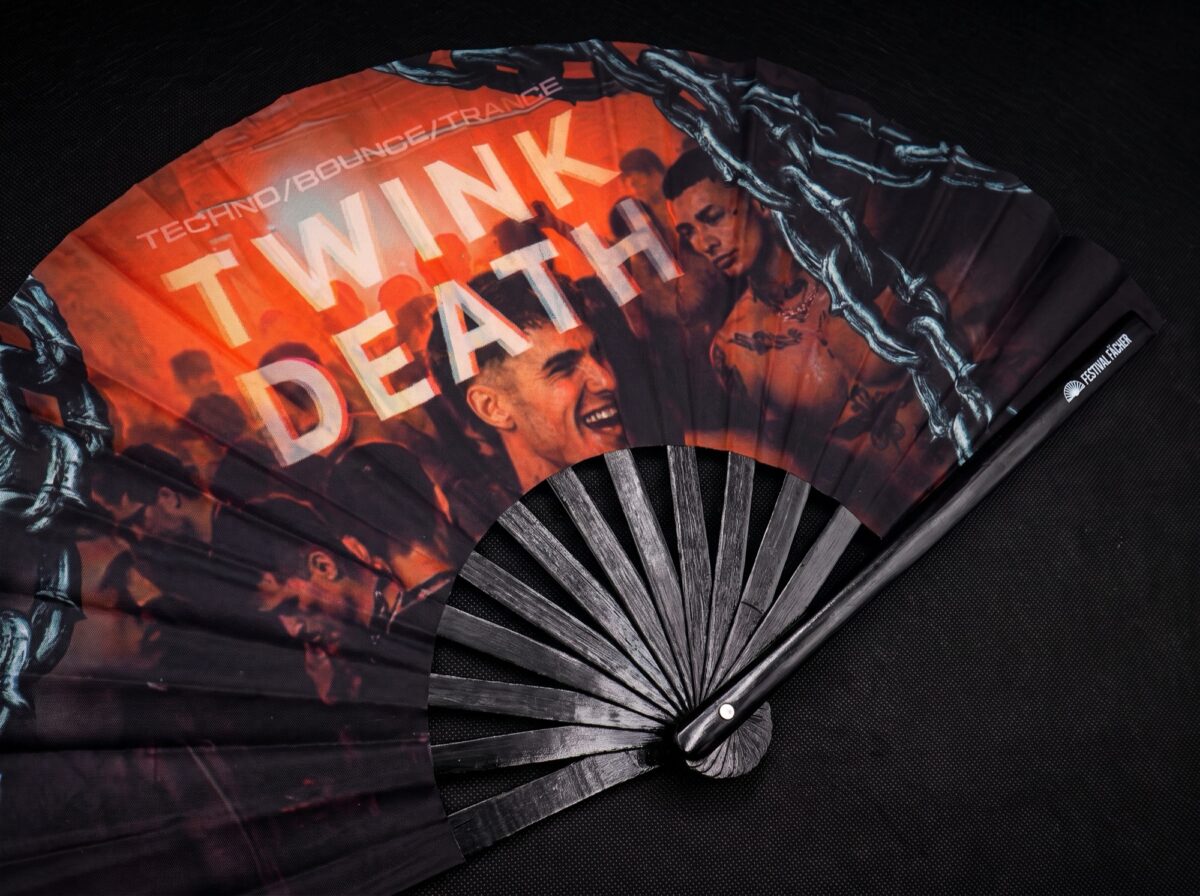 Festival Fan „TWINK DEATH“ Zwart voor Techno & Rave, Weergave 5