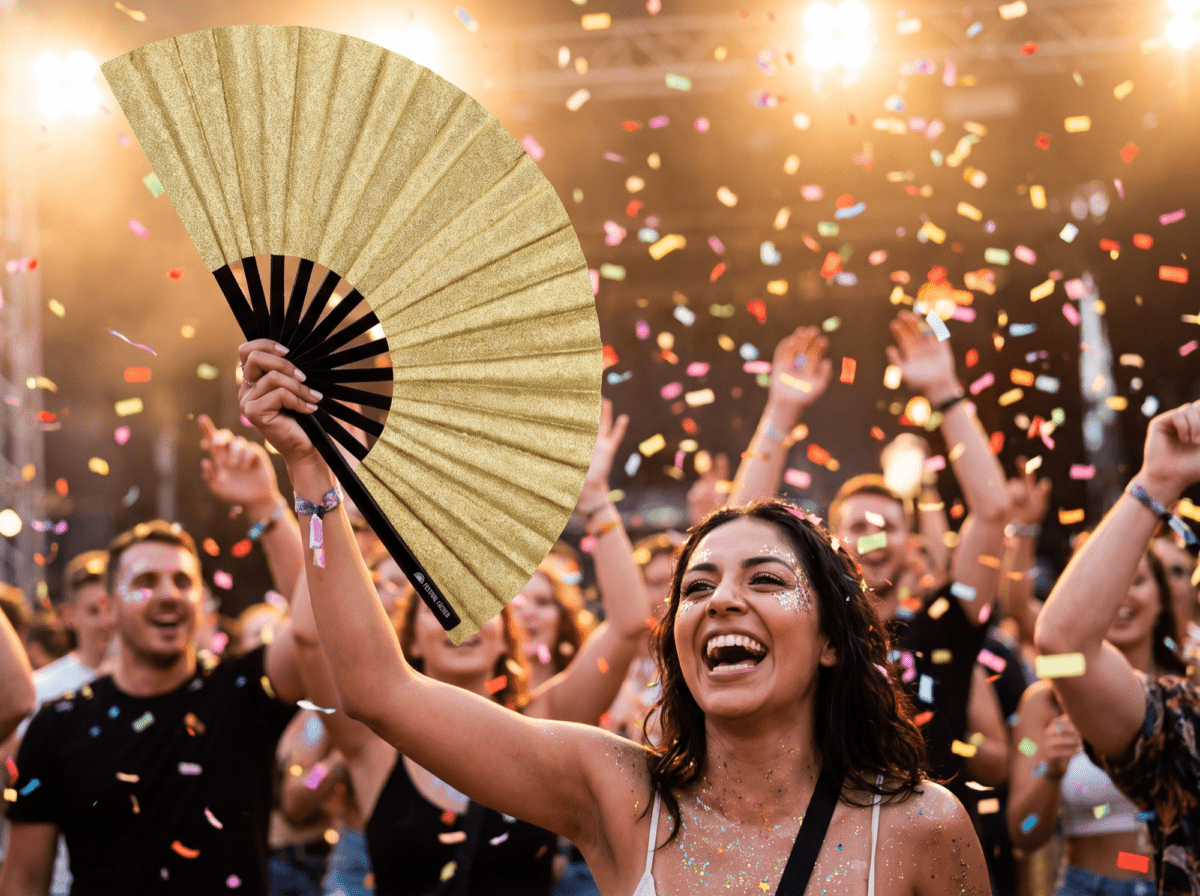 Festival Fans met goudglitter voor festivals en feestjes, Weergave 4