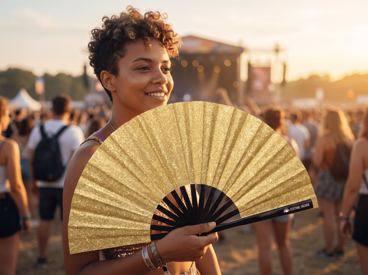 Festival Fans met goudglitter voor festivals en feestjes, Weergave 3