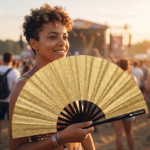 Festival Fans met goudglitter voor festivals en feestjes, Weergave 3