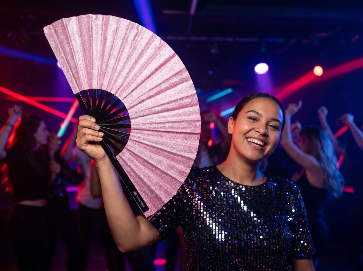 Festival Fan Roze glitter voor festivals en feestjes, Weergave 2