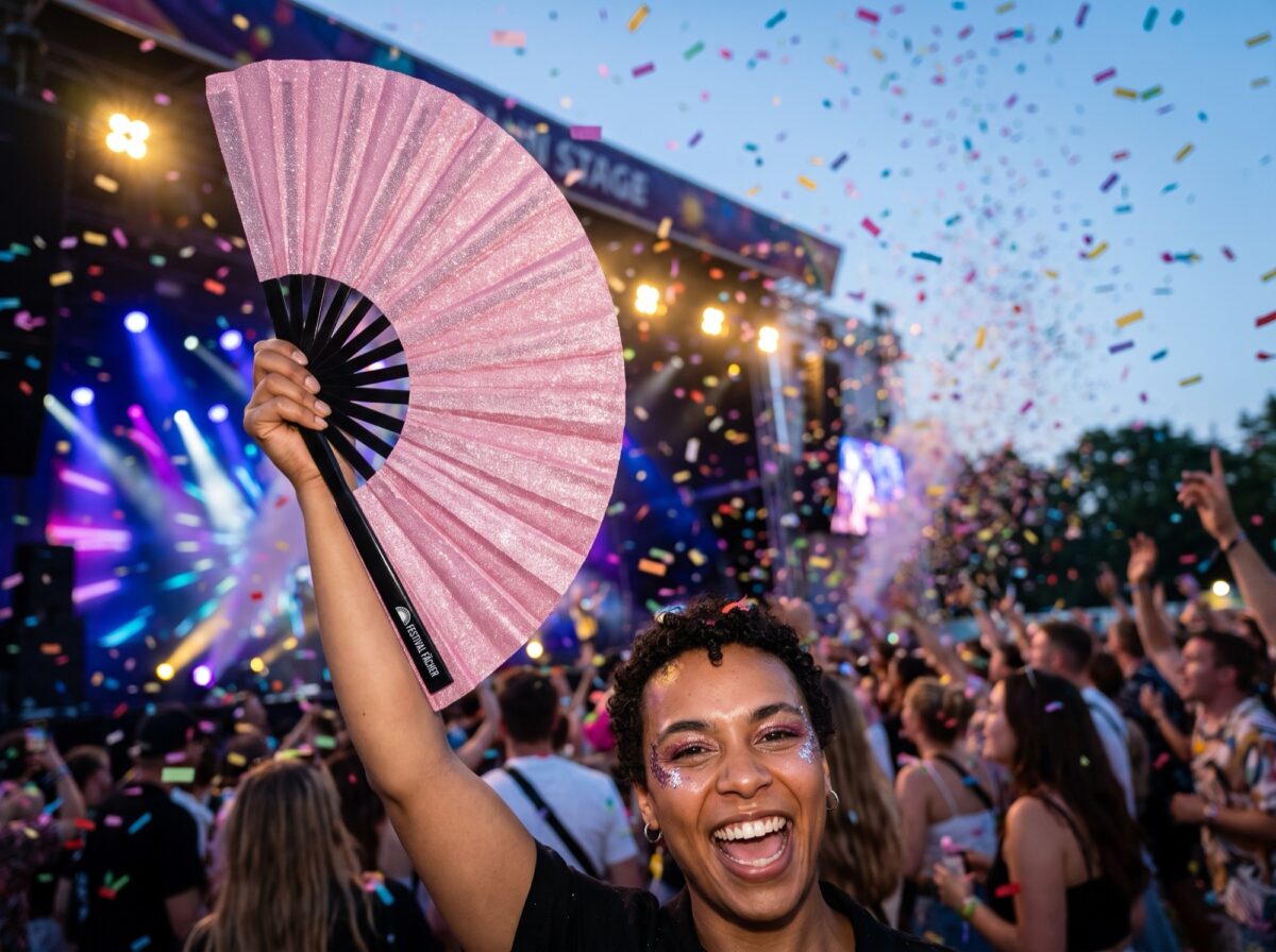 Festival Fan Roze glitter voor festivals en feestjes, Weergave 4