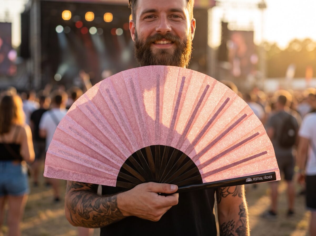 Festival Fan Roze glitter voor festivals en feestjes, Weergave 3