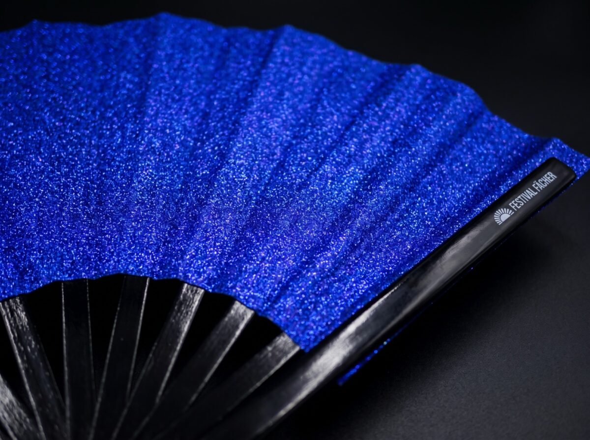 Festival Fan in koningsblauw met glitter voor festivals en feestjes, Weergave 5