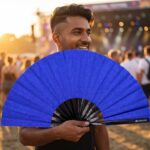 Festival Fan in koningsblauw met glitter voor festivals en feestjes, Weergave 3