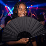Zwarte effen Festival Fan voor festivals en dagelijks gebruik, Weergave 2