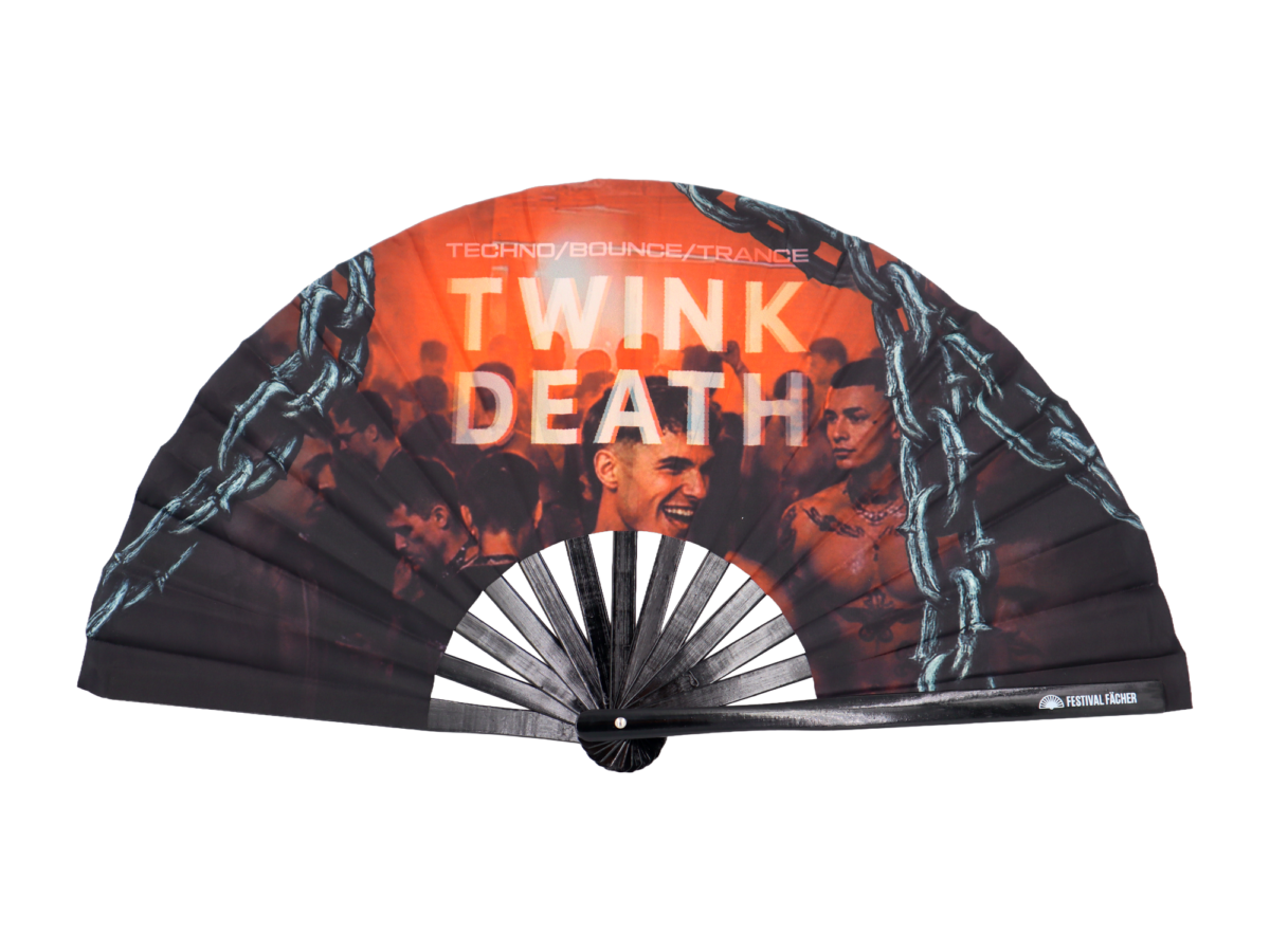 Festival Fan „TWINK DEATH“ Zwart voor Techno & Rave, Weergave 6